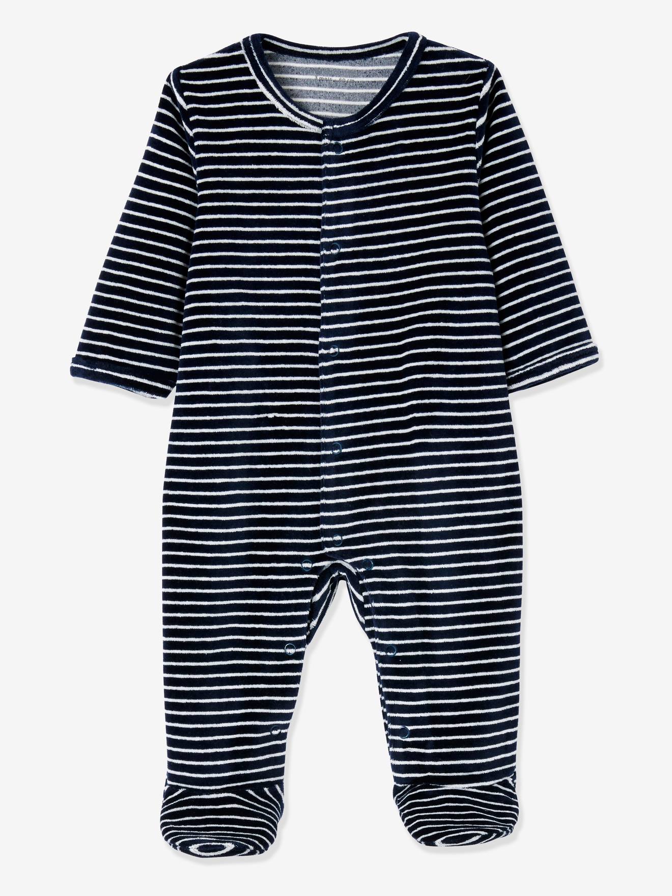 Vertbaudet 5-teiliges Baby-Set mit Beutel, Print mit Katze oder Hund Oeko Tex - wollweiß katze/nachtblau gestr