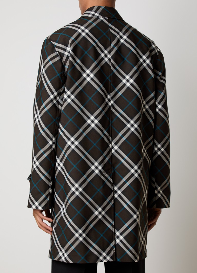 Burberry coat with check pattern and side pockets