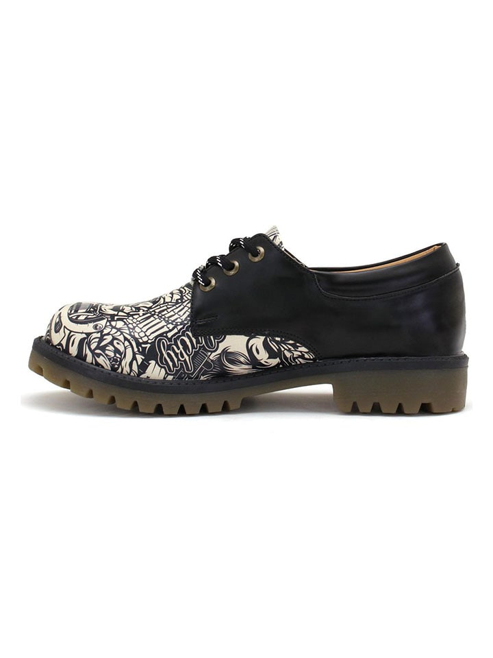 Goby Leder-Schnürschuhe in Schwarz/ Creme günstig kaufen