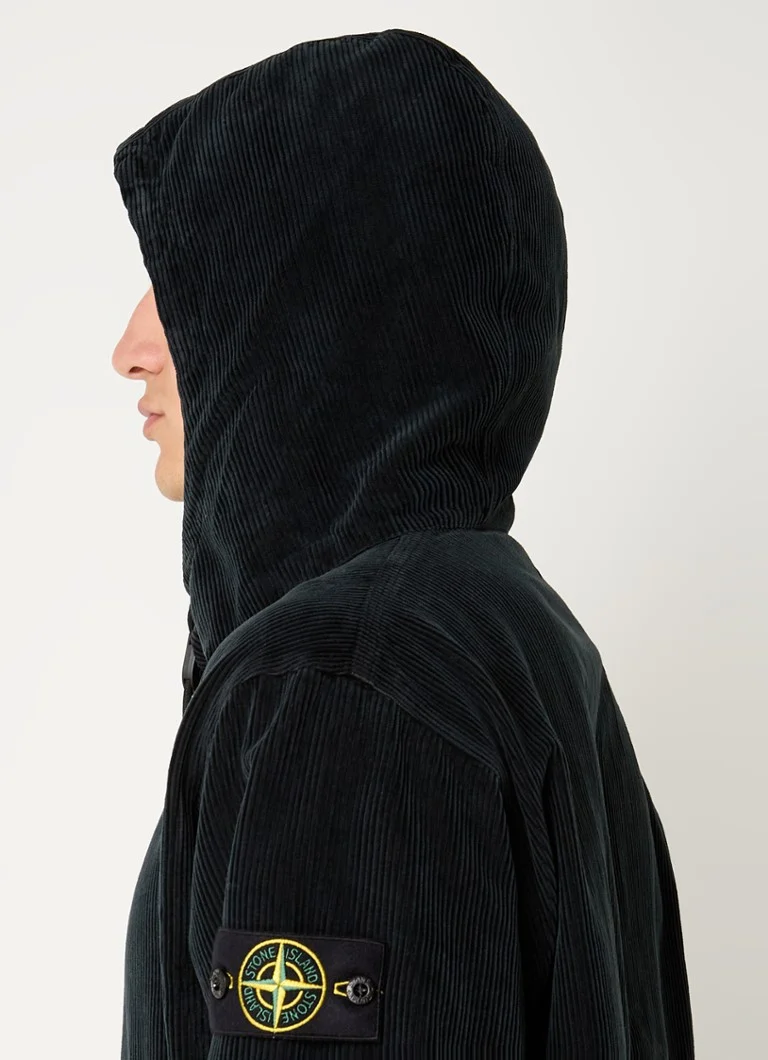 Stone Island E5FC3 Corduroy Hoodie with Logo