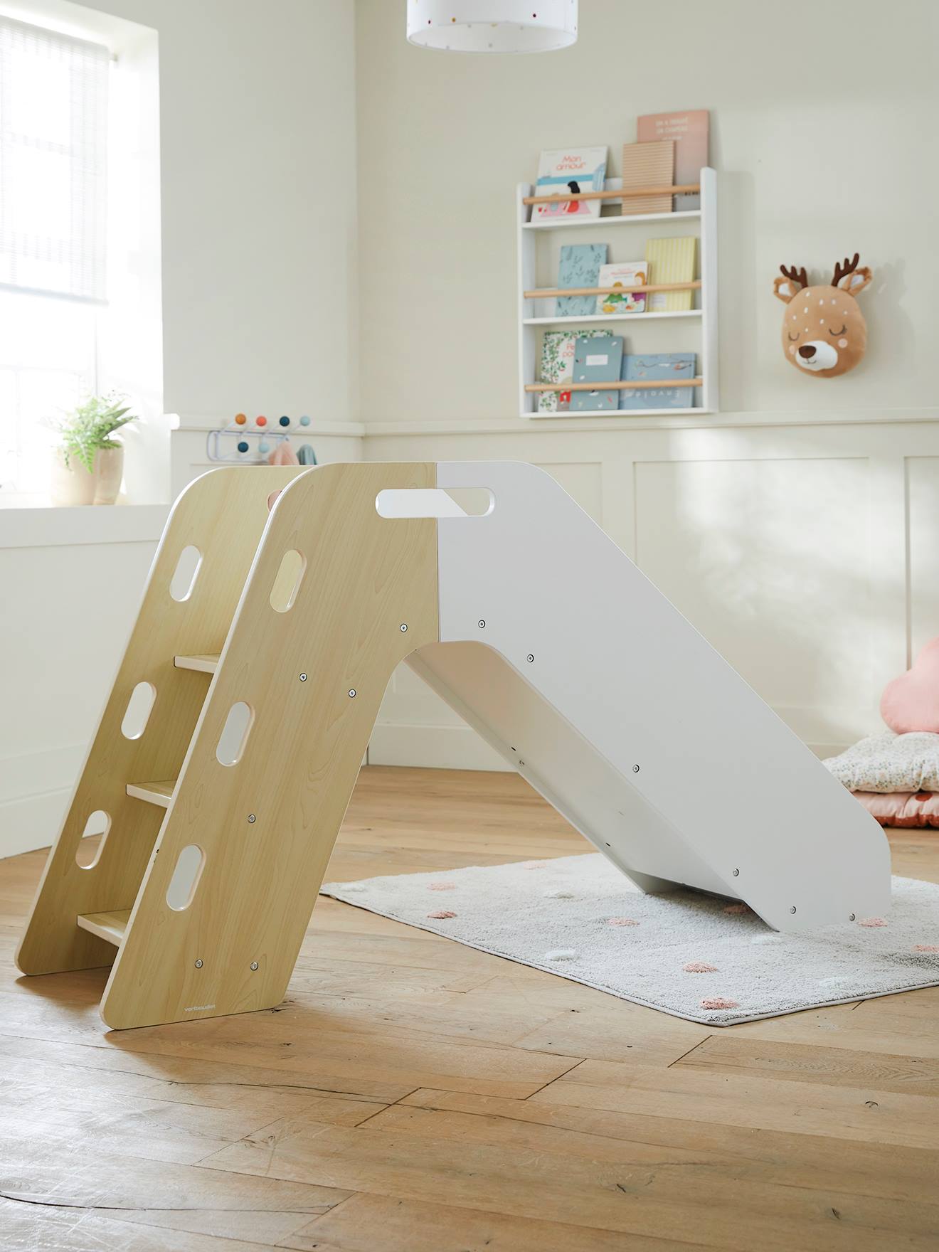 Toboggan bébé en bois FSC® blanc
