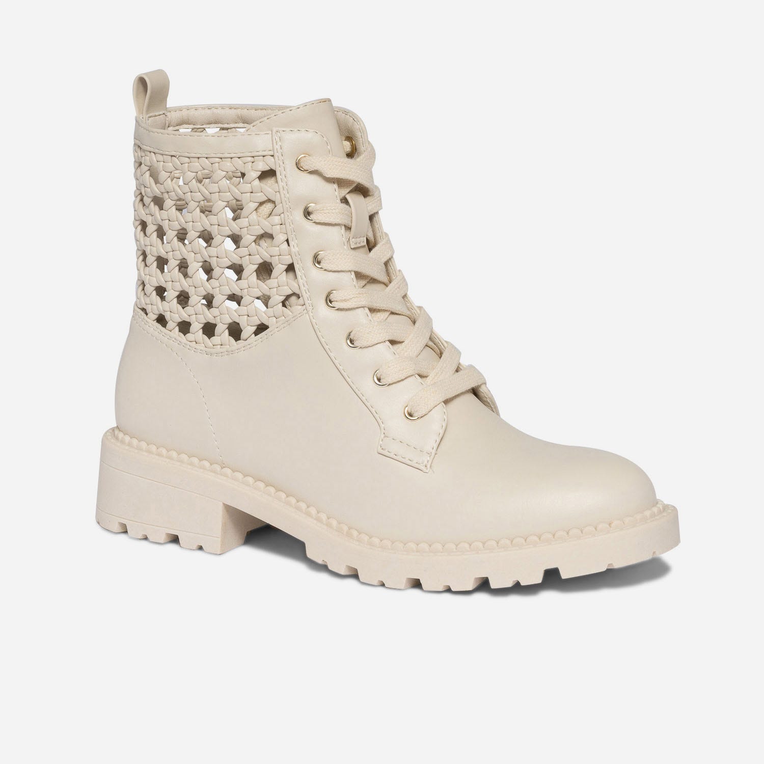 Boots à lacet TEXTO beige détail cannage