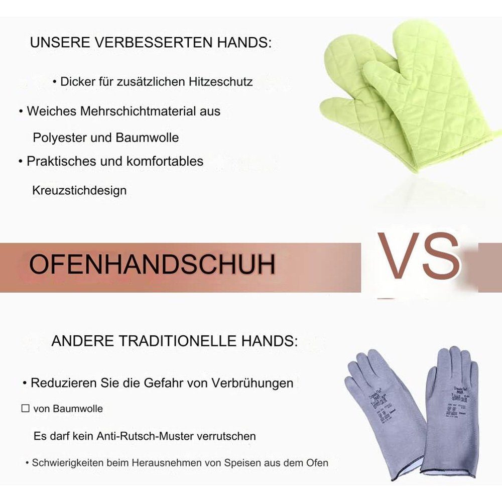 Tian Dee Topfhandschuhe Ofenhandschuhe Hitzebestaendig Backhandschuhe Verdickte