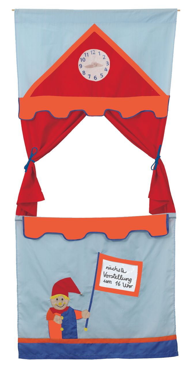 Roba Tür Kasperletheater, platzsparendes Kinder Puppentheater inkl. 6 Handpuppen, zum Aufhängen