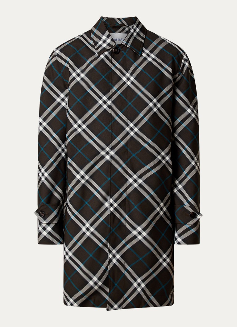 Burberry coat with check pattern and side pockets