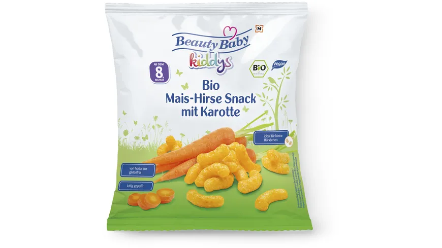 Beauty Baby Kiddys Bio Mais Hirse Snack mit Karotte 30 g
