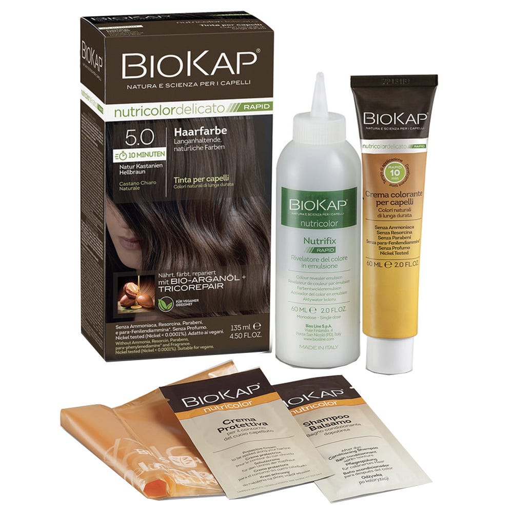 BIOKAP Haarfarbe Nutricolor Delicato Rapid Natur Kastanien Hellbraun 5.0 135 ml