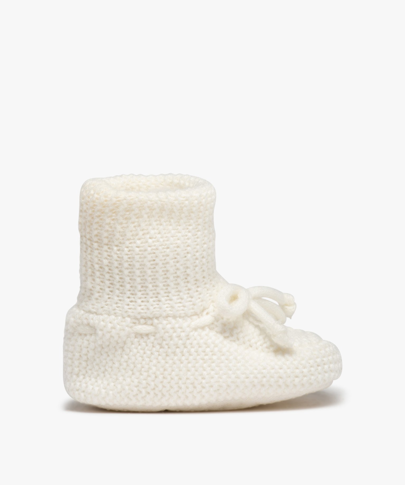 Chaussons bébé bottillons en maille unis ecru | GEMO
