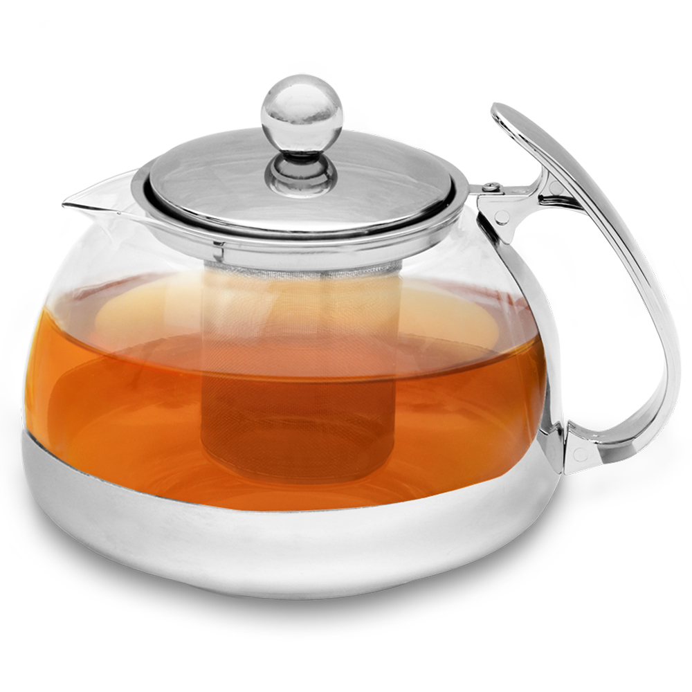 Monzana Teekanne Glas/Edelstahl inkl. Siebeinsatz 1,2L
