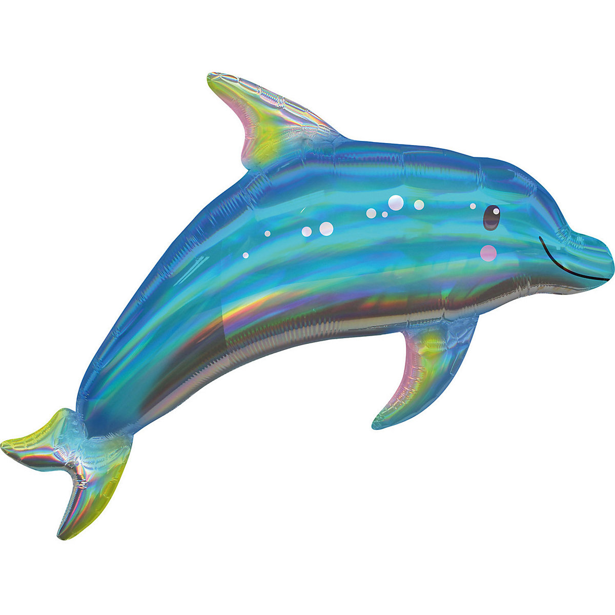 Holographic SuperShape Iridescent Blue Dolphin Folienballon P40 verpackt 73cm x 68cm