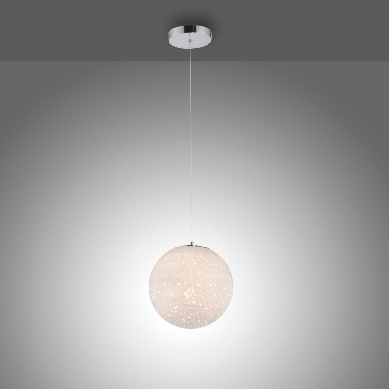 Paul Neuhaus LED Pendelleuchte BOLO, Sternenhimmeloptik, IP20, Chrom