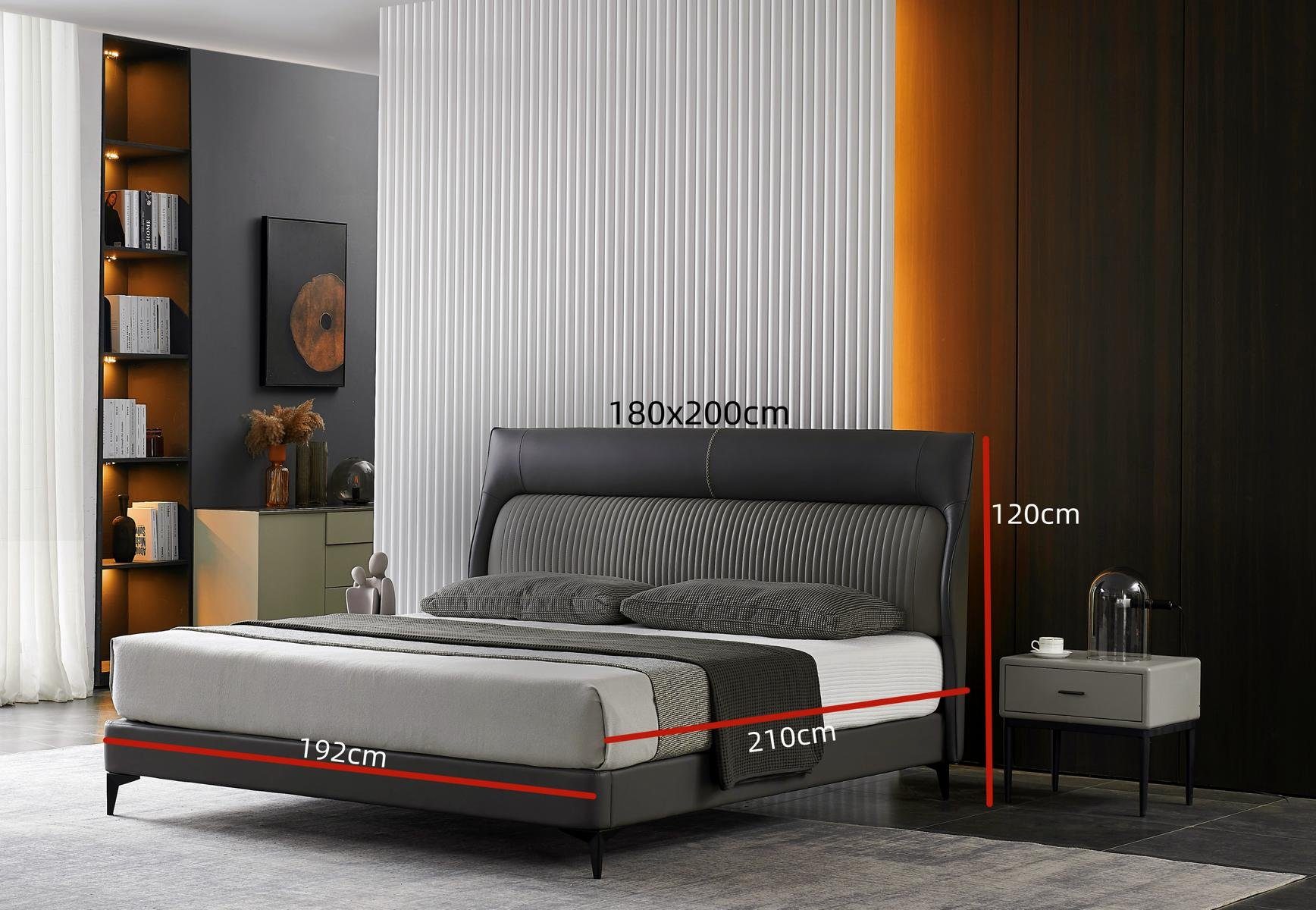 Salottini Lederbett Designer Bett 180x200 Lederbett Doppelbett Pesaro