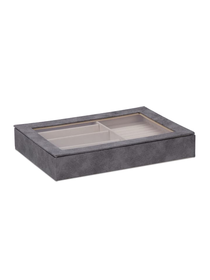 relaxdays Schmuckkästchen in Grau - (B)30 x (H)5 x (T)21 cm günstig kaufen onesize