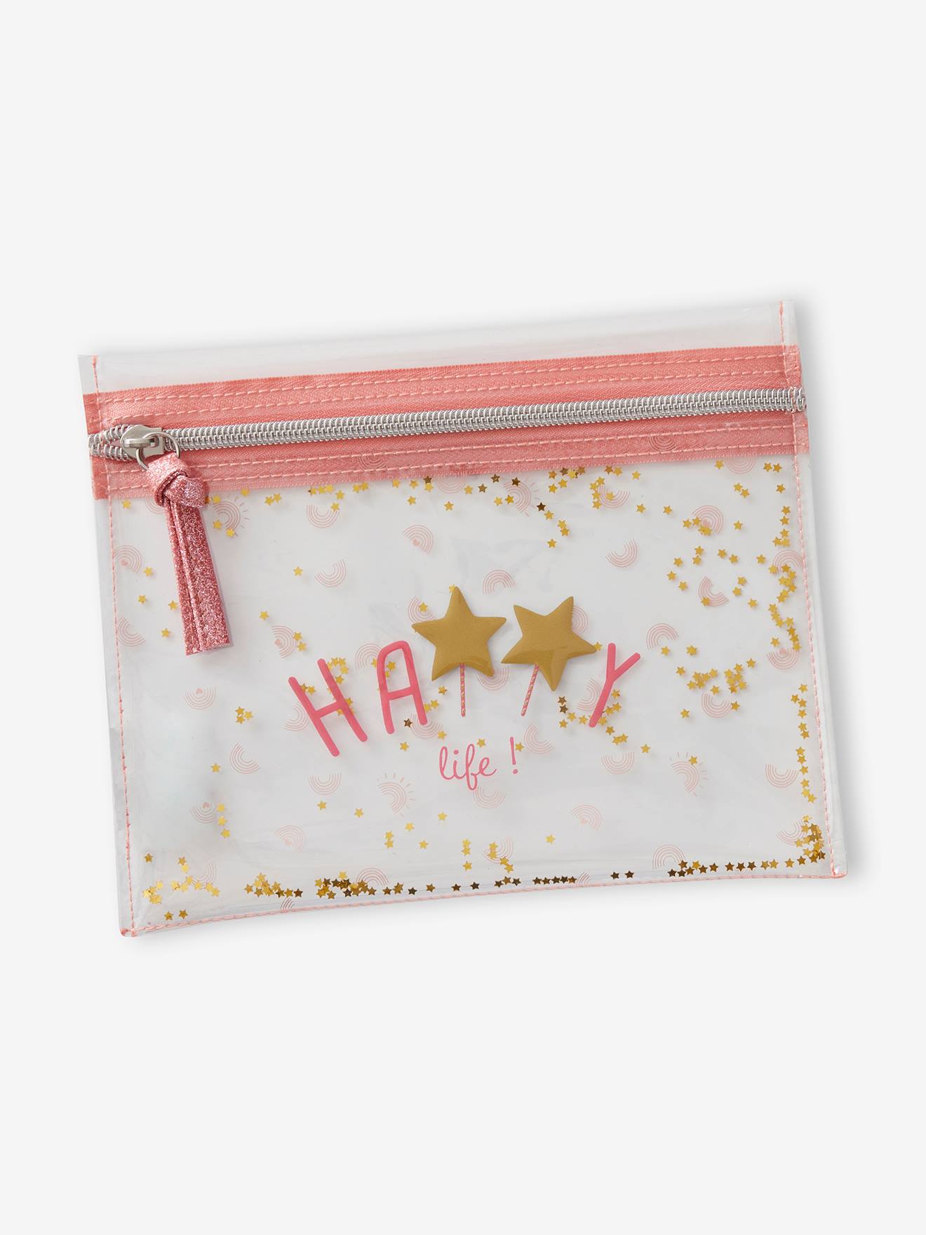 Pochette zippée à paillettes fille rose