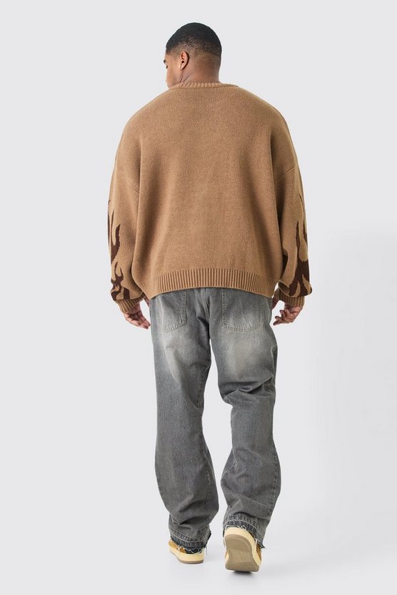 Plus Oversize Homme Pullover in Taupe
