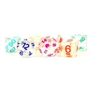 Unicorn Resin Polyhedral Dice Set Rainbow Ice