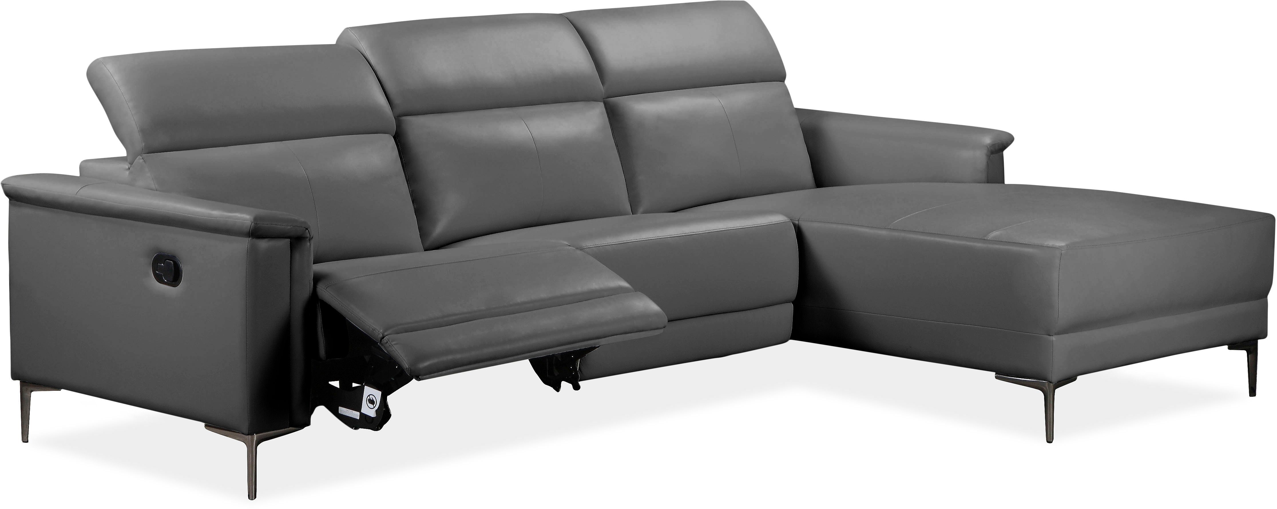 Places of Style Ecksofa Lund mit Recamiere in Echtleder, Kunstleder, Webstoff, mit man. o. elektr. Relaxfunktion und USB/ Kopfteilverstellg