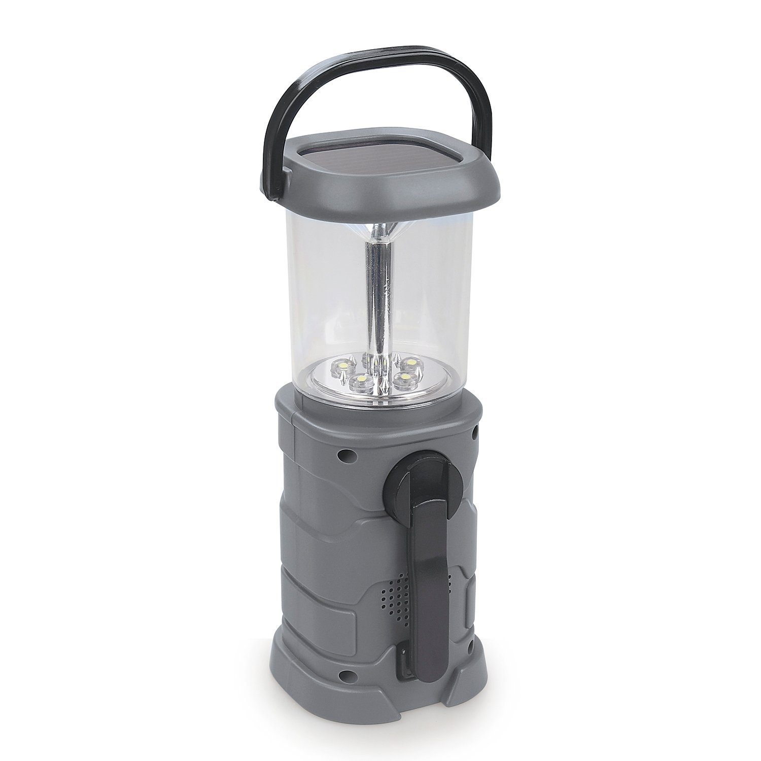 EASYmaxx Taschenlampe Akku-Lampe mit Radio - Lädt über Solar, Kurbel und USB, Camping Lampe Leuchte Outdoor ohne Batterien