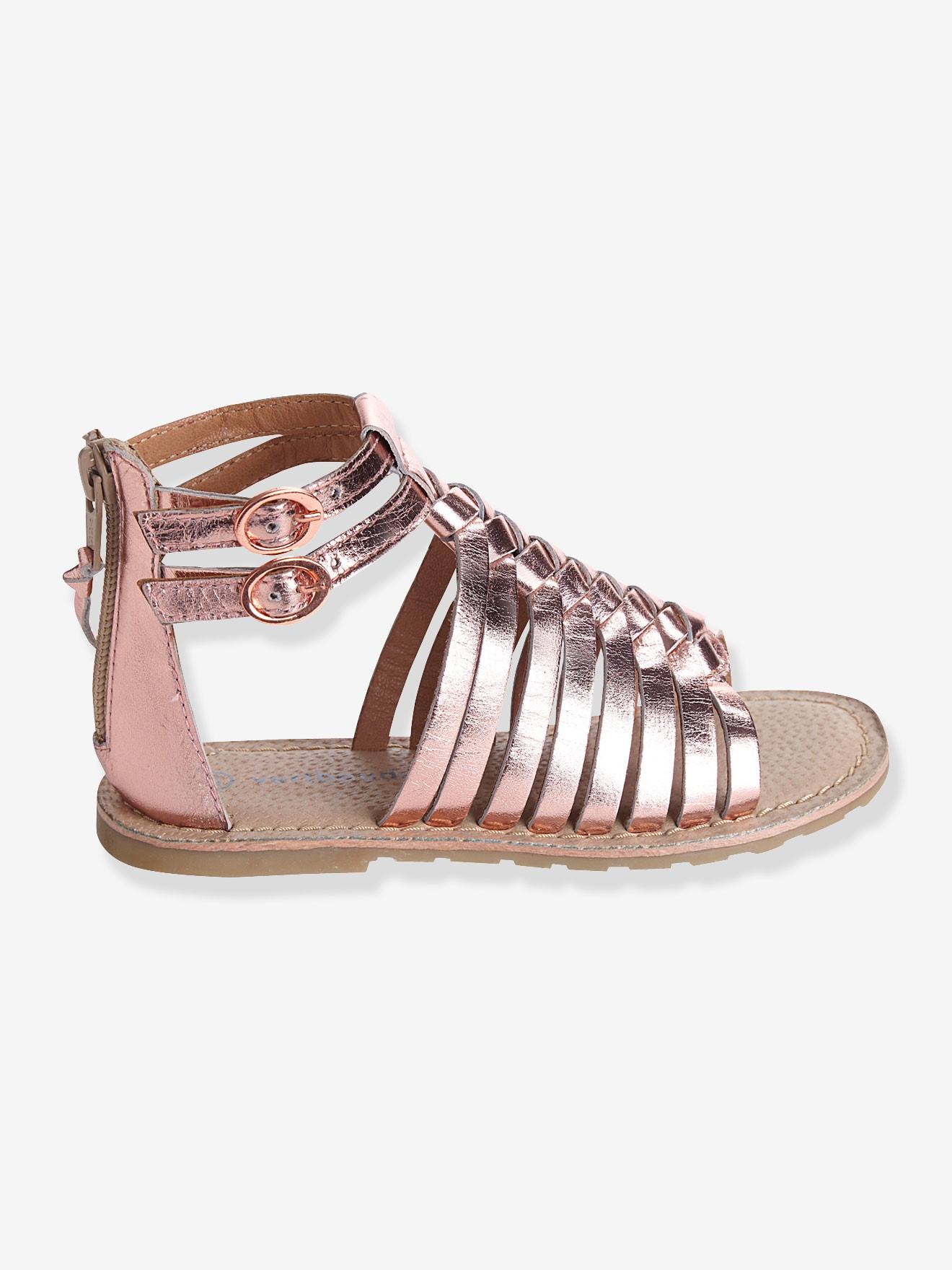 Sandales fille en cuir noir