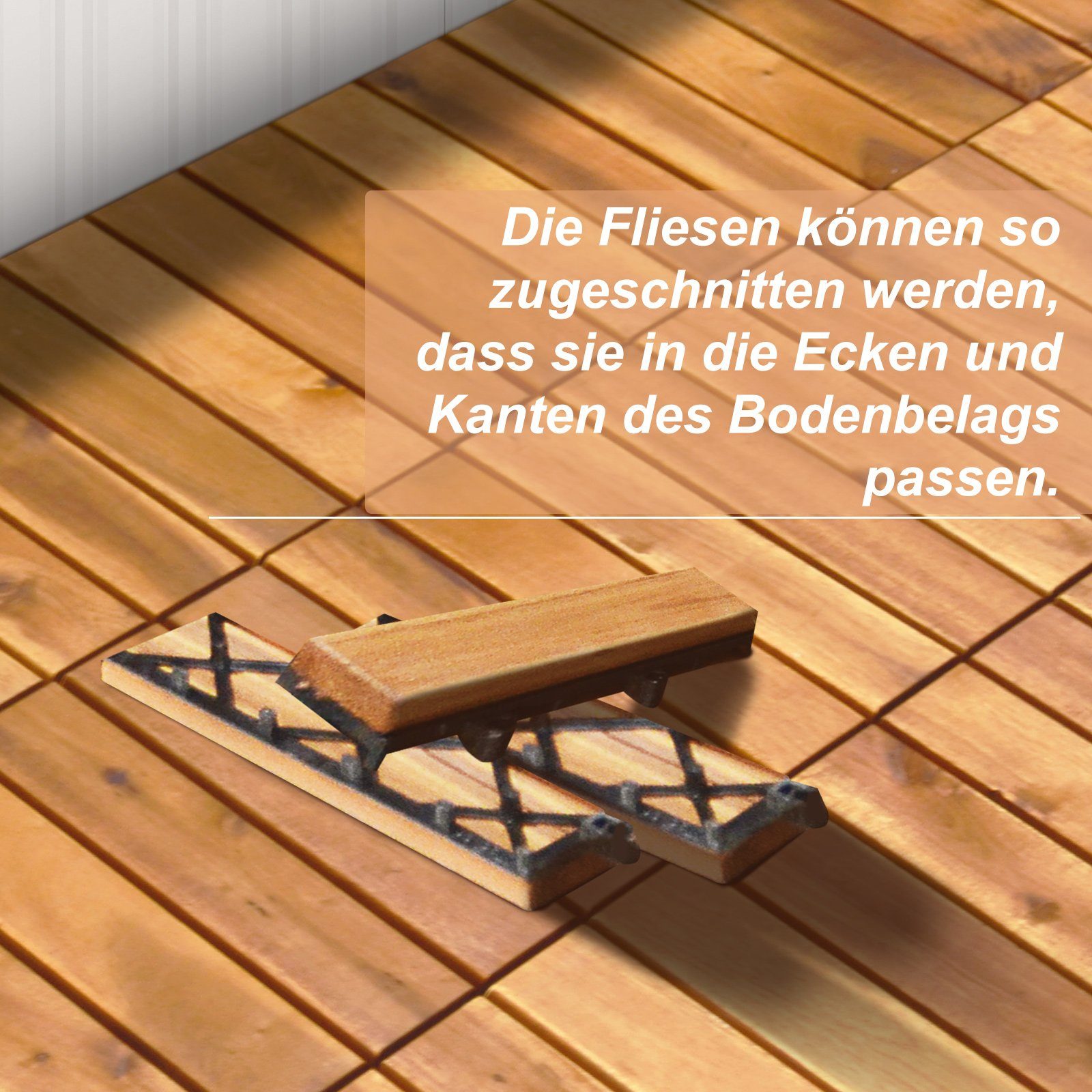 COSTWAY Holzfliesen, 27St. Klickfliesen, aus Akazienholz, 30 x 30 x 2,4 cm