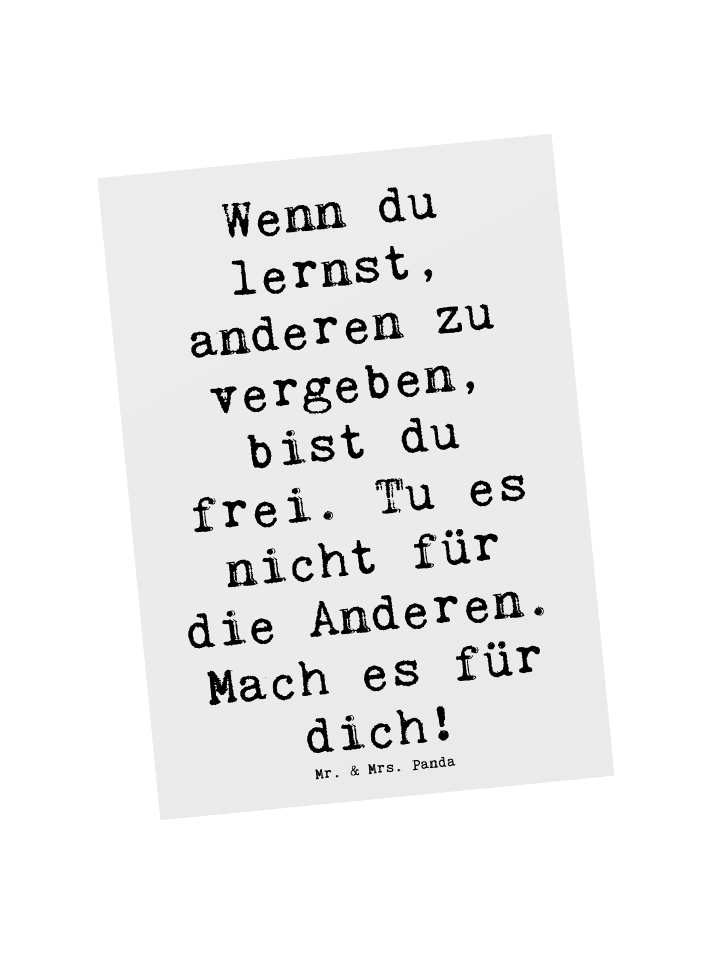 Mr. & Mrs. Panda Postkarte Spruch Vergebung Freiheit mit Spruch in Weiß günstig kaufen onesize