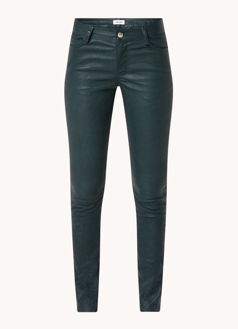 Pantaloni din piele de miel Phlame de la Zadig&Voltaire, talie medie, croială mulată.