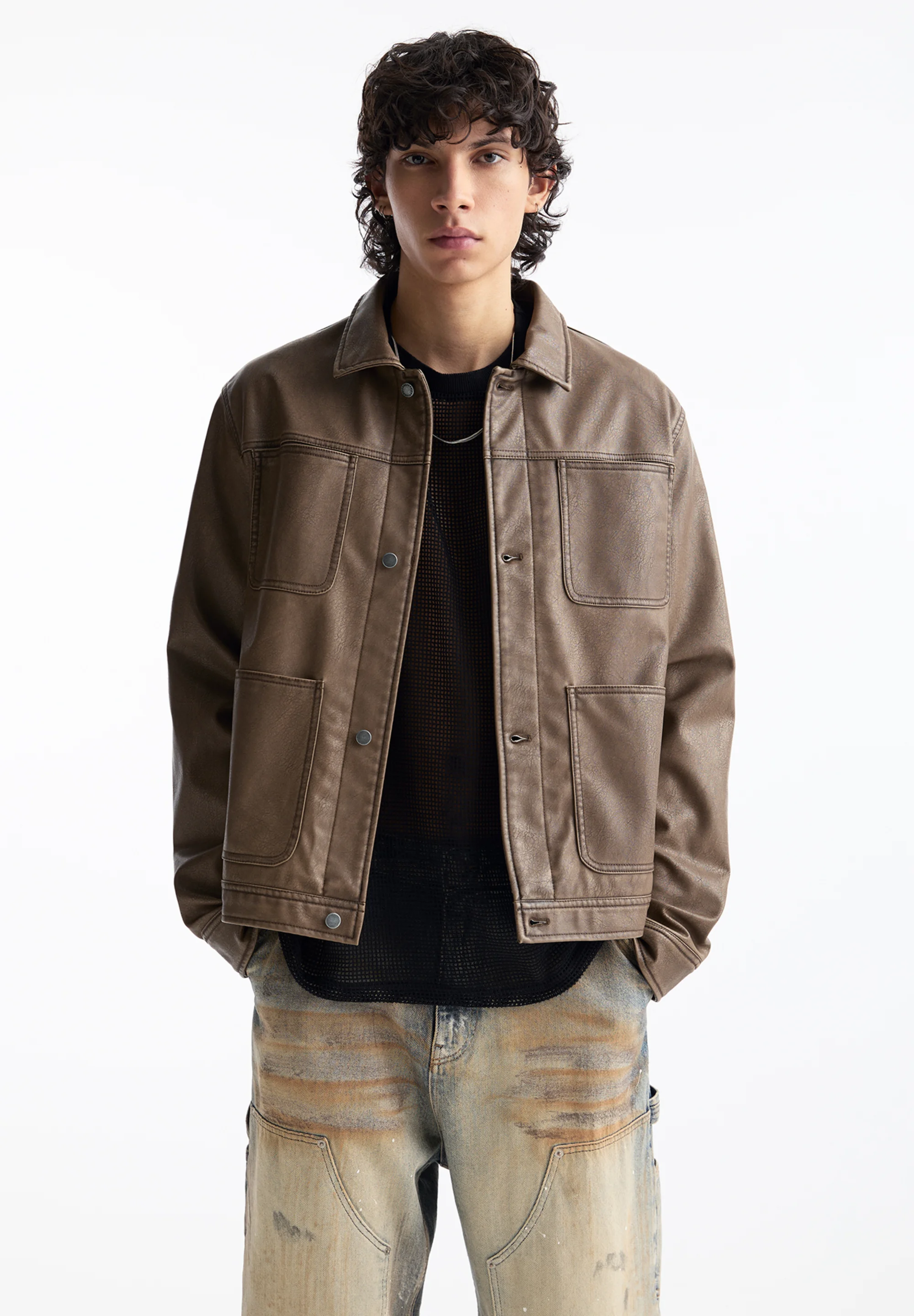 PULL&BEAR UTILITY - Chaqueta de piel sintética