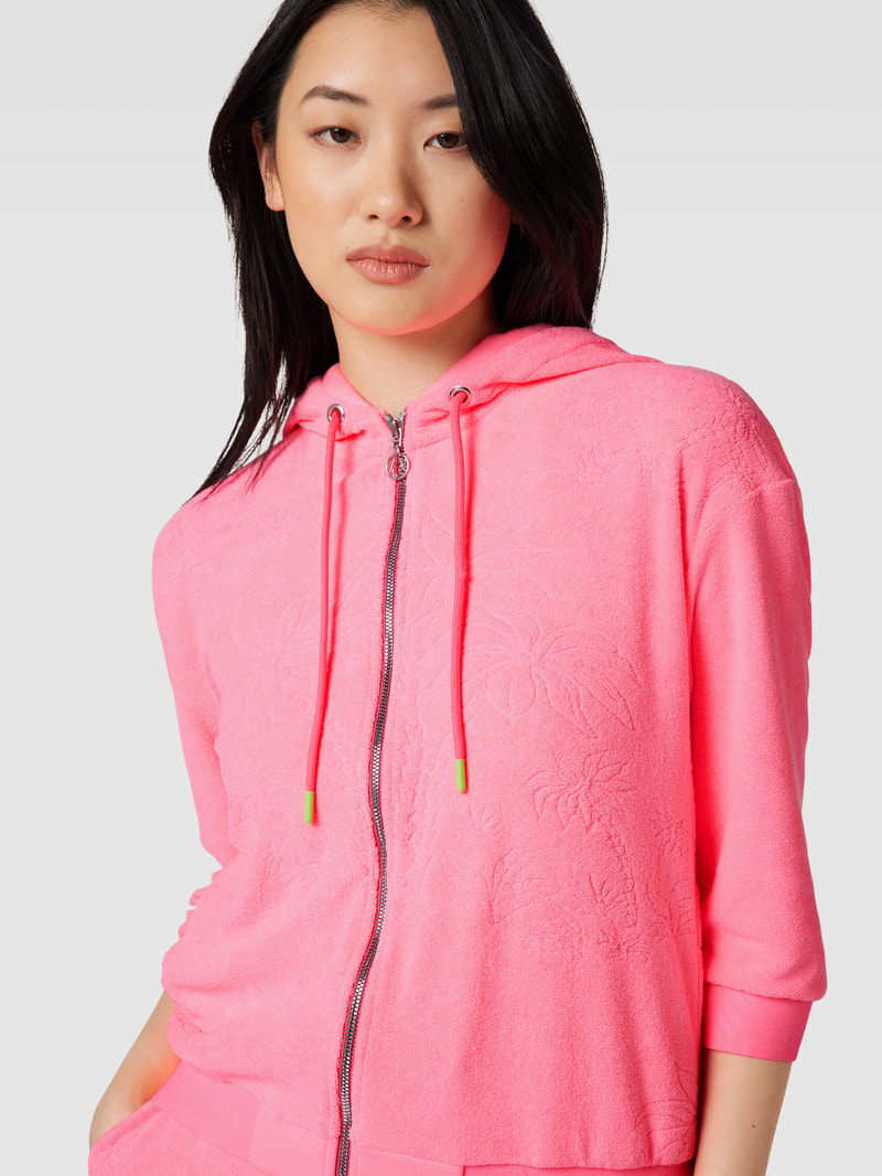 Sweatjacke mit Kapuze Modell 'LUSHY' in neon pink