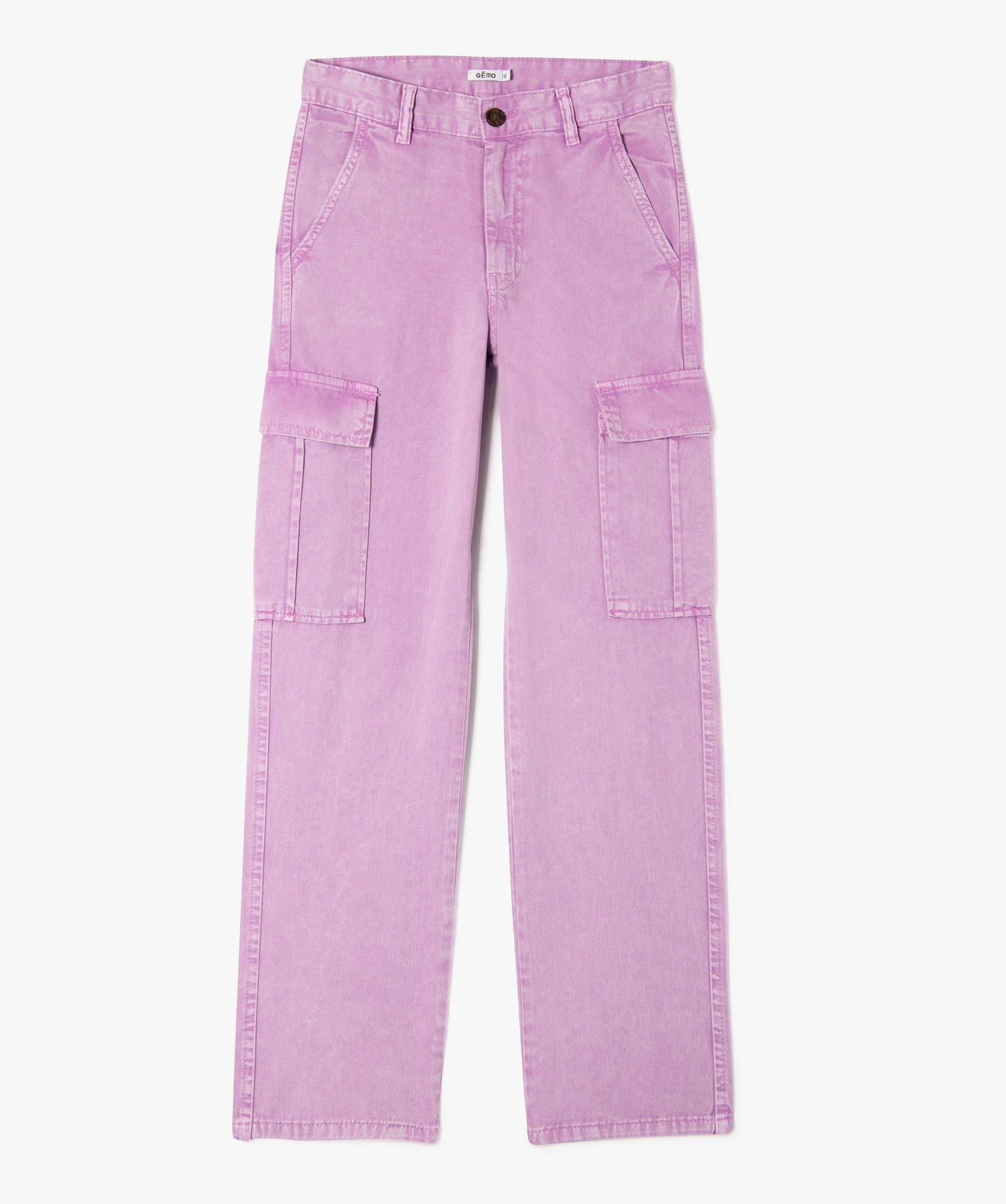 Pantalon cargo en toile de coton fille violet | GEMO