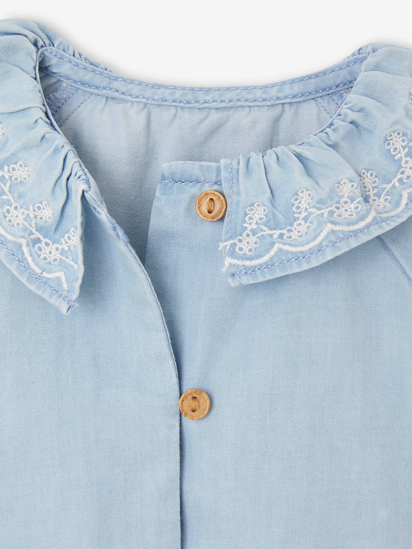 Vertbaudet Mädchen Baby Jeansbluse - gebleicht