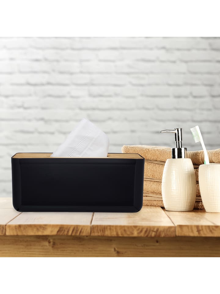 relaxdays Taschentuchbox in Schwarz/Natur günstig kaufen onesize