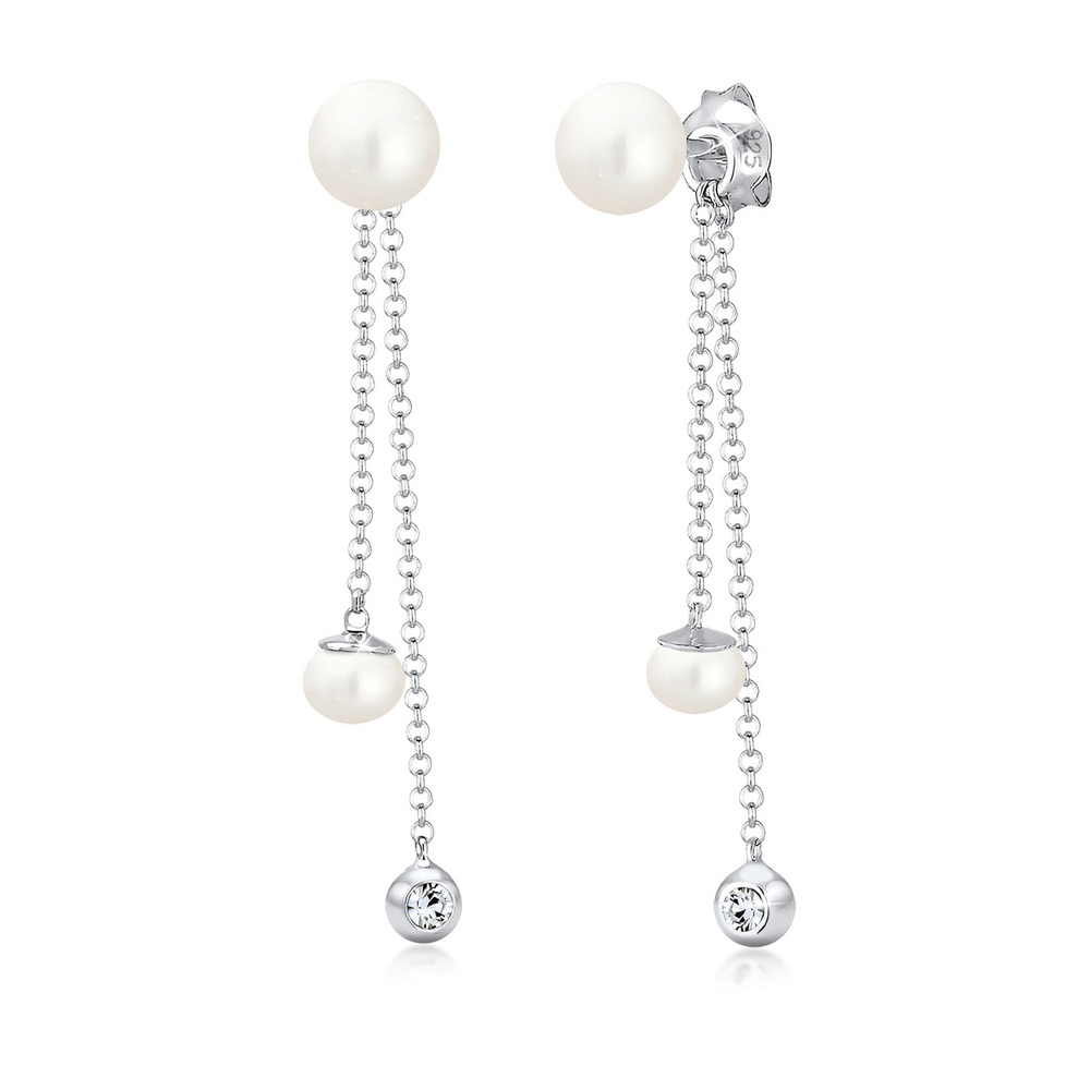 Elli Elli Boucles d'Oreilles Femmes Pendentif d'oreilles Elegant avec Perles d'eau dou Boucles d'oreilles