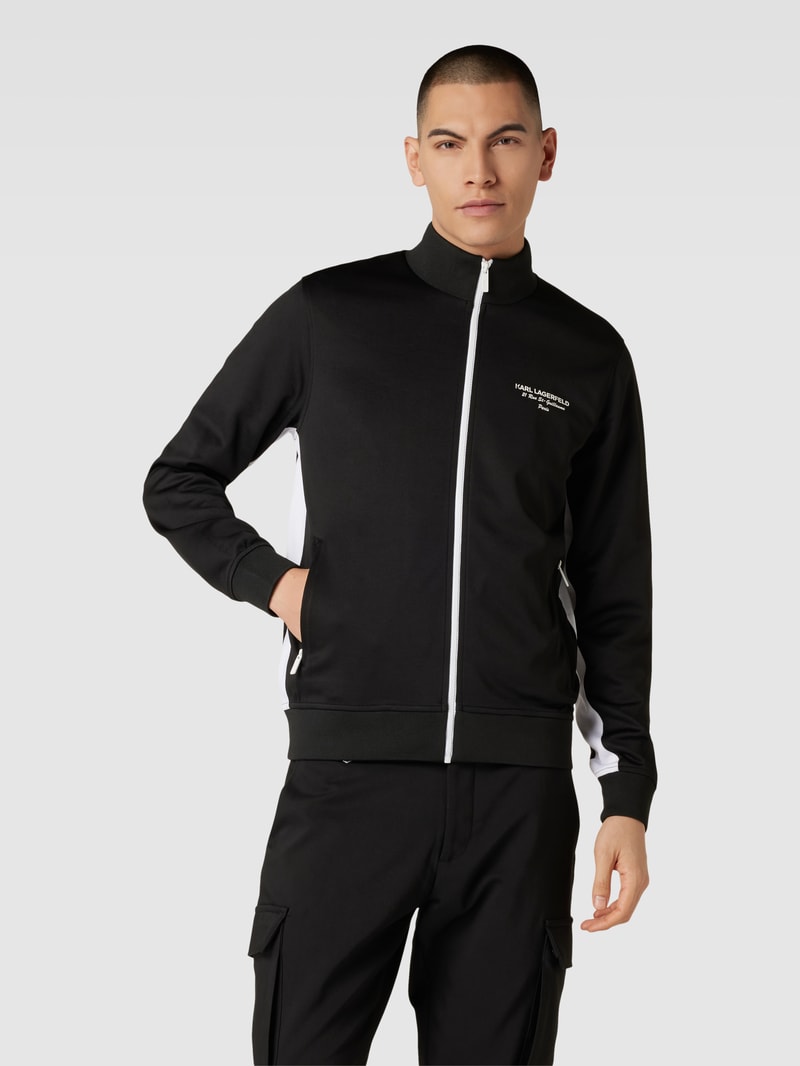 Trainingsjacke mit Stehkragen in schwarz