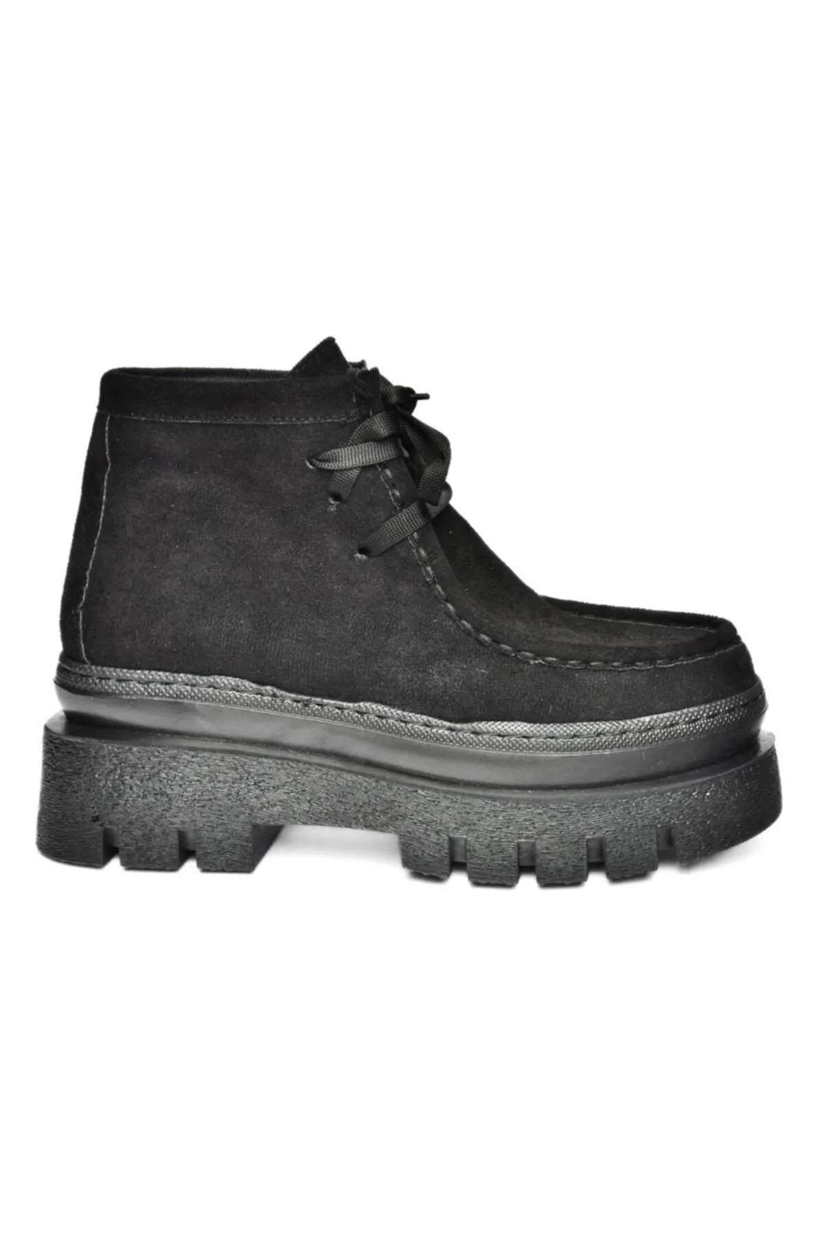 Fox Shoes  R267310202 Damenschuhe aus schwarzem Wildleder mit dicken Sohlen