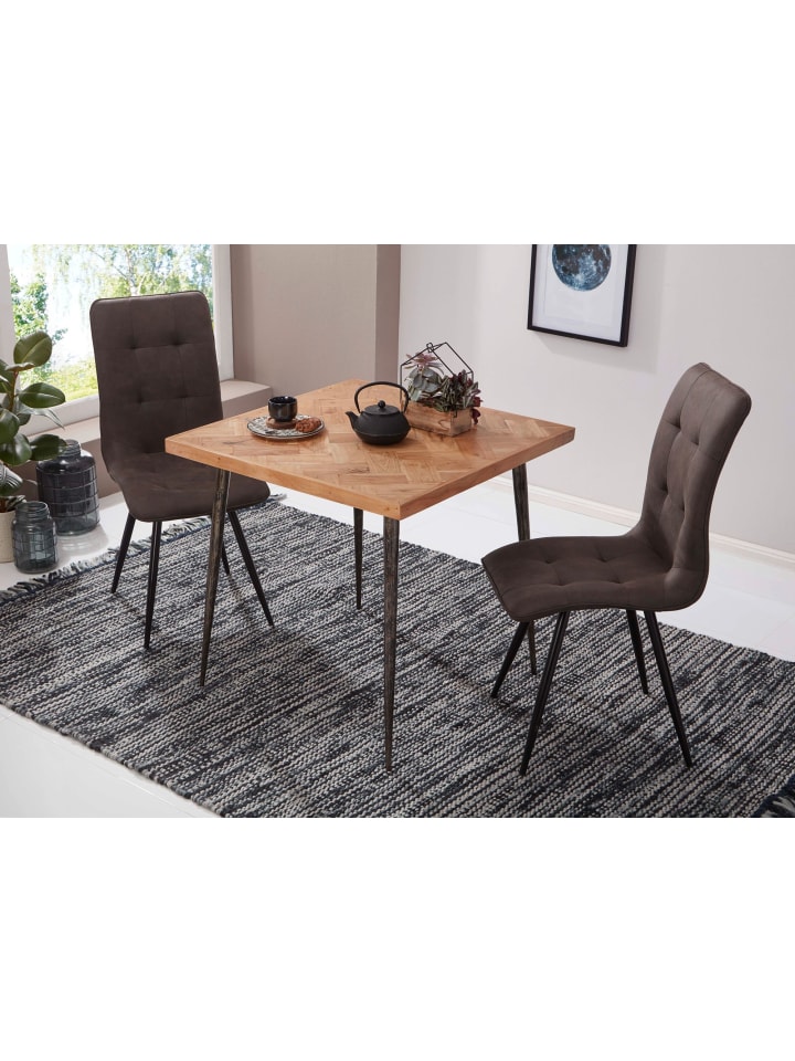 KADIMA DESIGN Esszimmertisch 80x76x80 cm Massivholz / Metall Industrial, günstig kaufen onesize