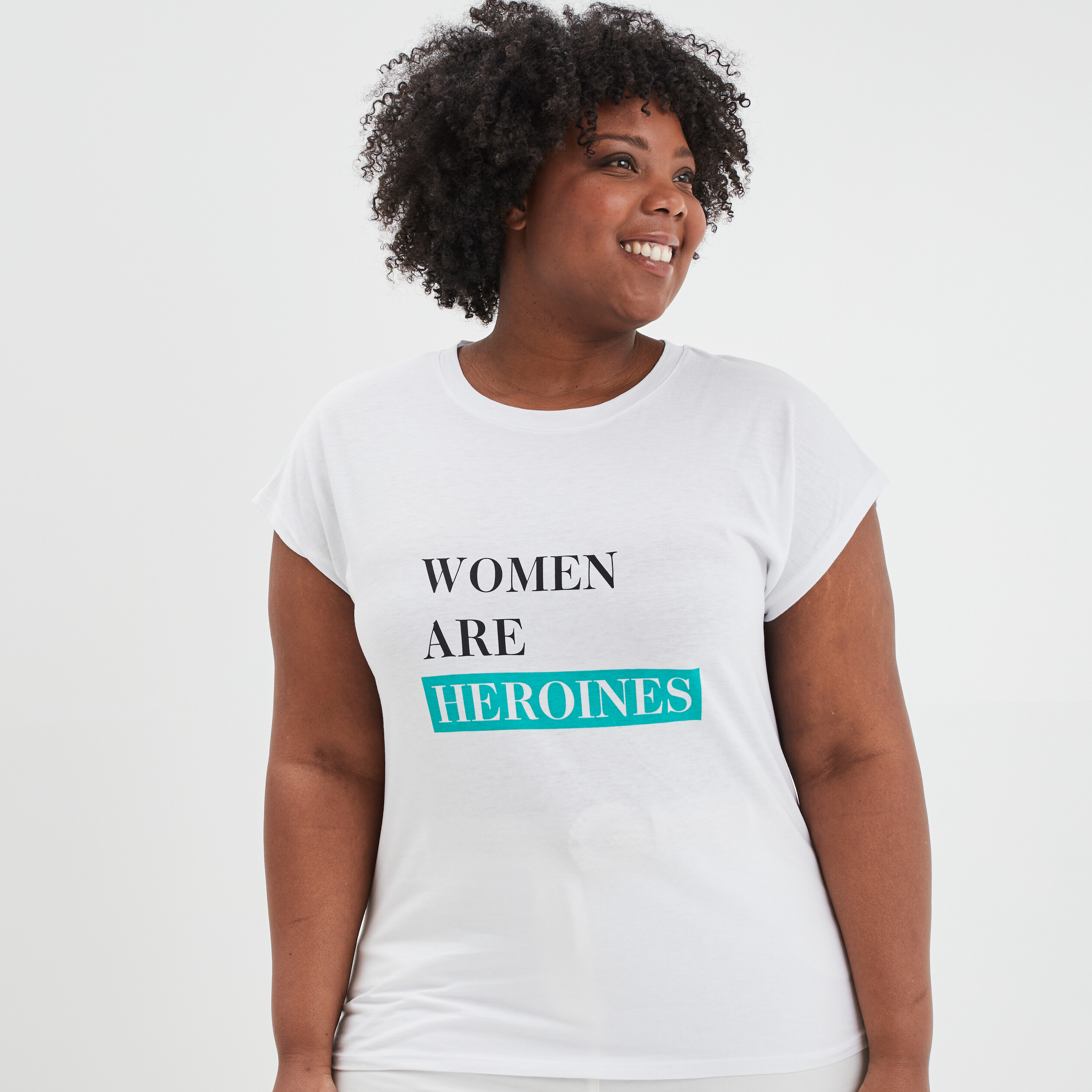 T-shirt droit manches courtes Modavista blanc femme grande taille | La Halle