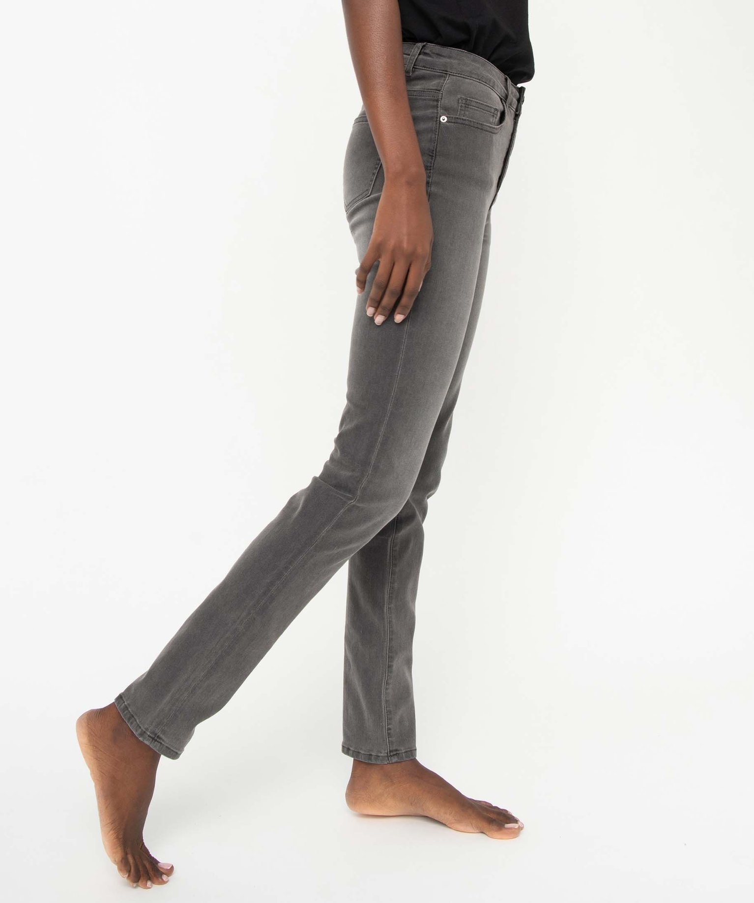 Jean femme coupe Slim taille haute - L30 grey | GEMO