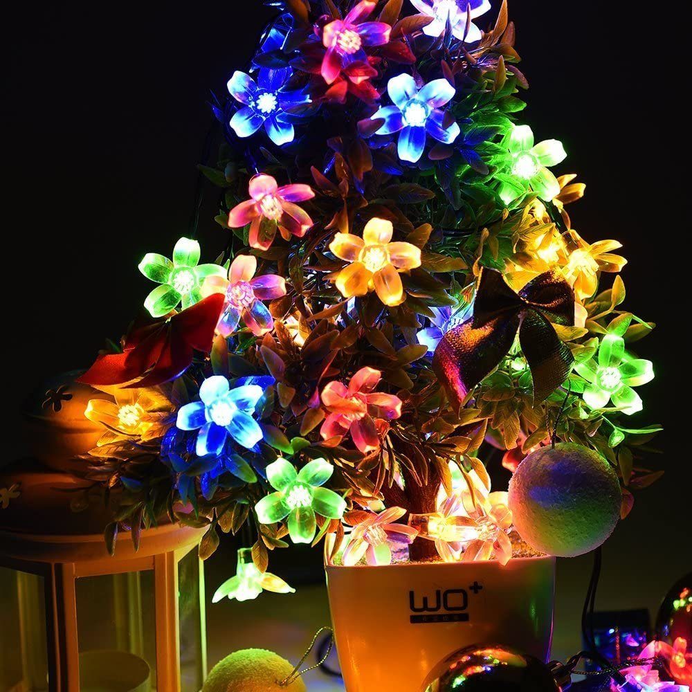 Salcar LED Solarleuchte 5m Solar-Lichterkette Garten mit 20 Kirschblüten