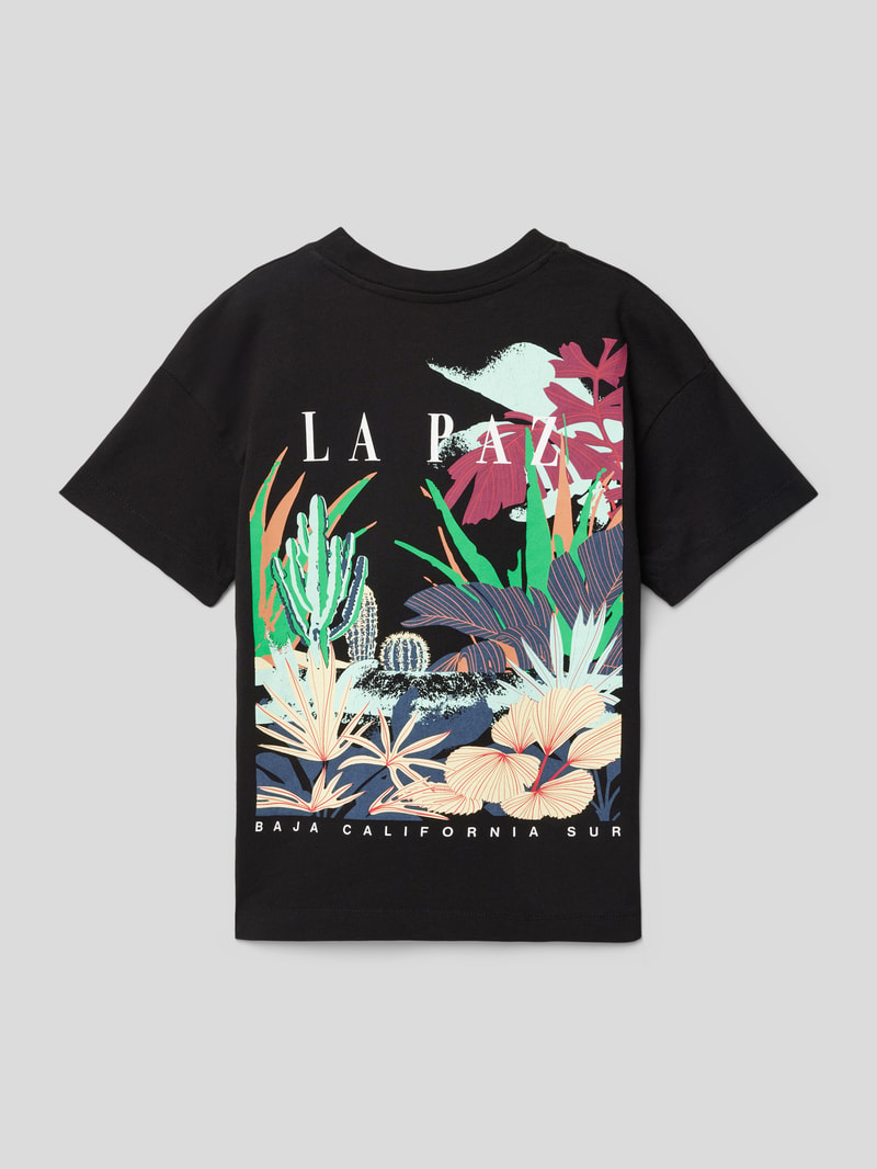 T-Shirt aus Baumwolle mit rückseitigem Motiv-Print in schwarz