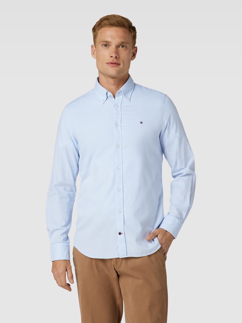 Slim Fit Business-Hemd mit Button-Down-Kragen in bleu