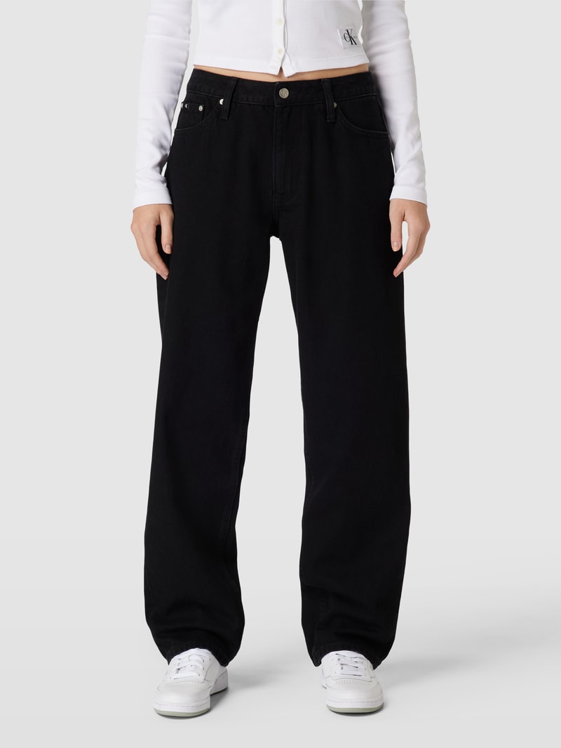 Straight Leg Jeans in unifarbenem Design Modell '90 S STRAIGHT' in black