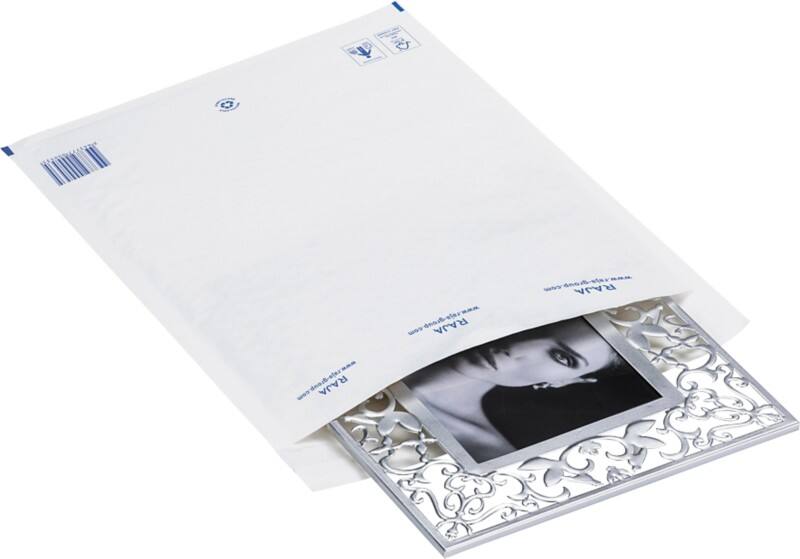 RAJA Luftpolster-Luftpolster-Versandtaschen Weiß Ohne Fenster 270 (B) x 360 (H) mm Abziehstreifen 75 g/m² Recycelt 95% 100 Stück