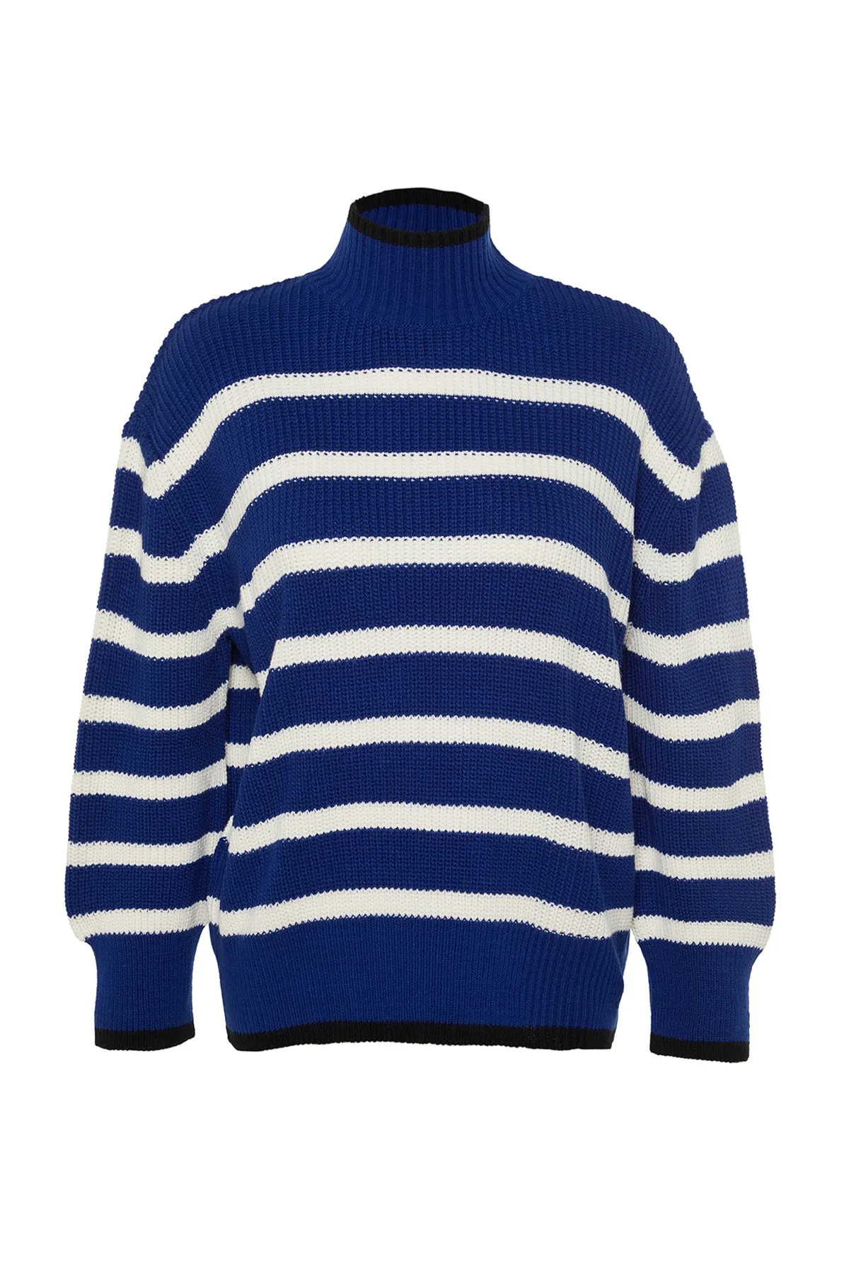 Trendyol Collection  Blauer, gestreifter Strickpullover mit weiter Passform TWOAW23KZ01446