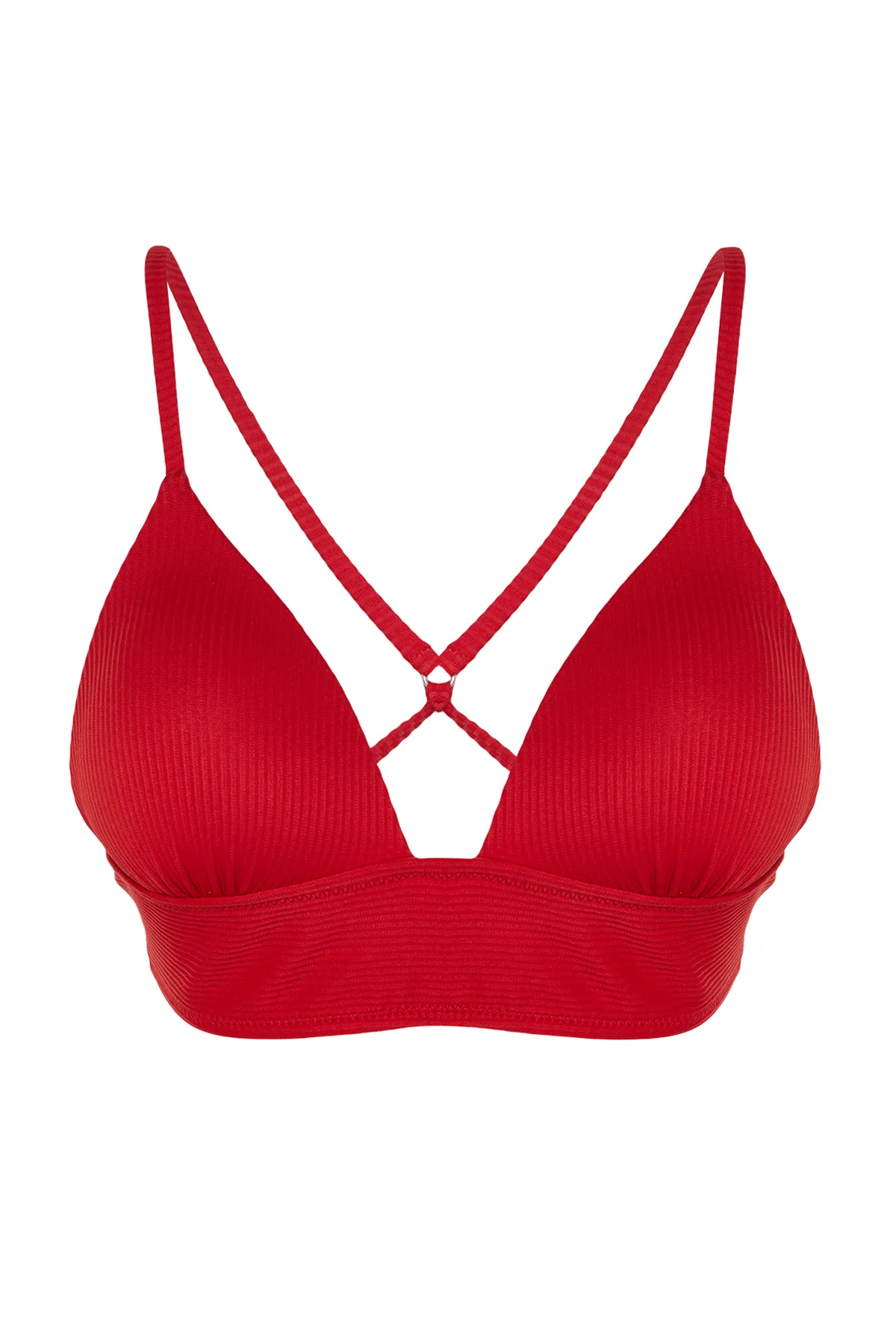 Trendyol Collection  Rotes Dreieck-Push-up-Bikinioberteil mit Struktur TBESS21BU0010