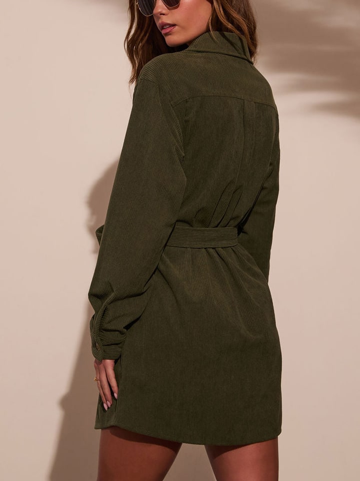 Milan Kiss Cordkleid in Khaki günstig kaufen