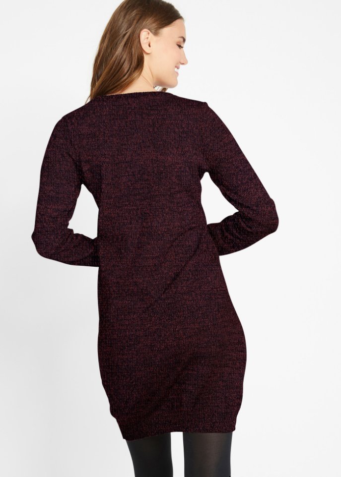 Strickkleid mit Lederimitat-Details