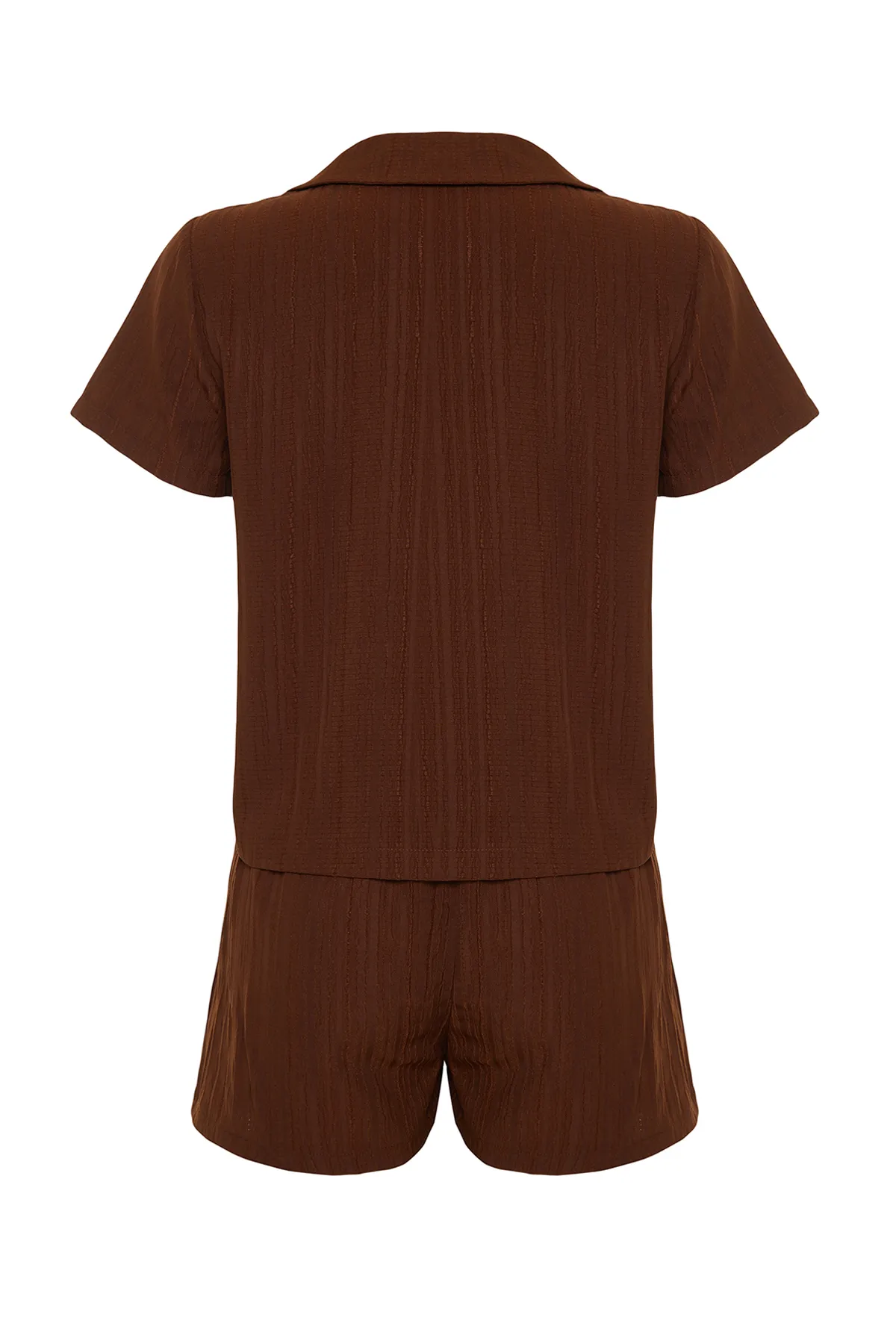 Trendyol Collection  Braunes gewebtes Hemd-Shorts-Set TBESS24AU00065