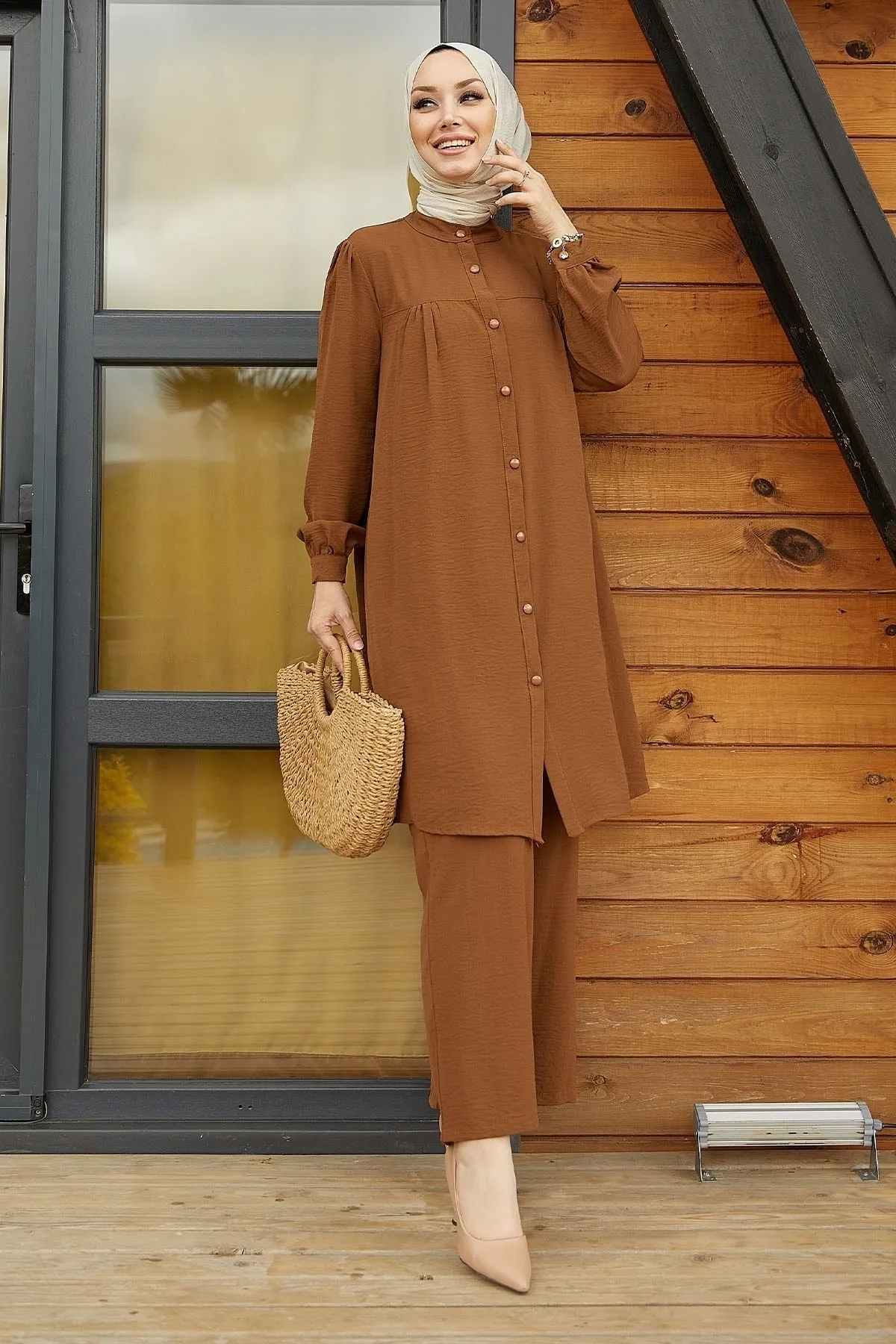InStyle  Arfa Ayrobin Lässiges Set mit Knöpfen - Hellbraun