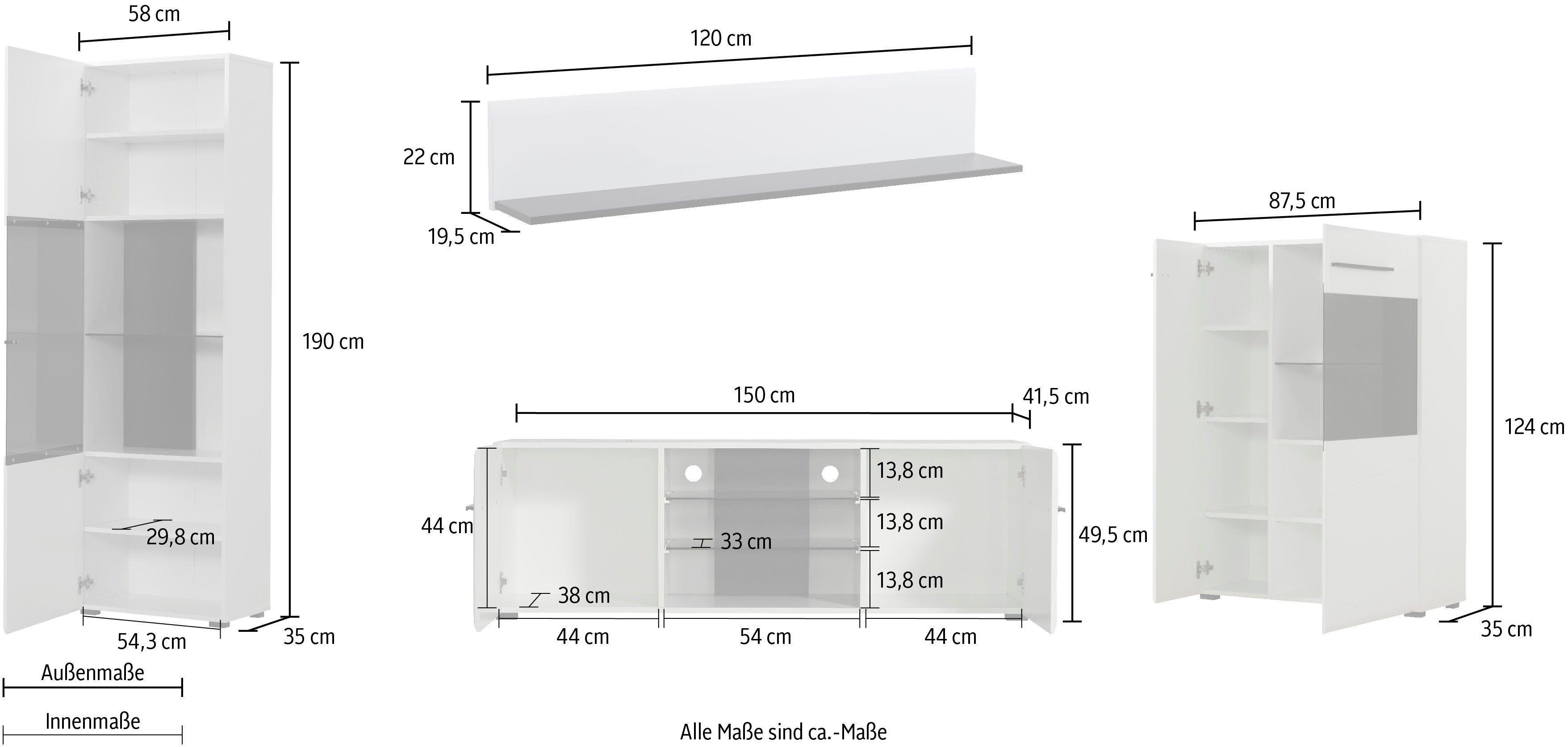 INOSIGN Wohnwand Trentino, (Set, 4-St)