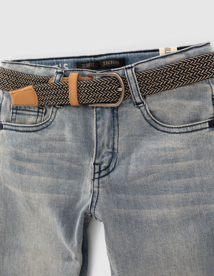 Jean slim bleu avec ceinture tressée garçon